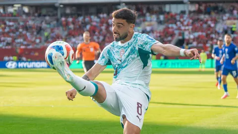 Bruno Fernandes in Portugal colours during the 2026 World Cup match against Croatia