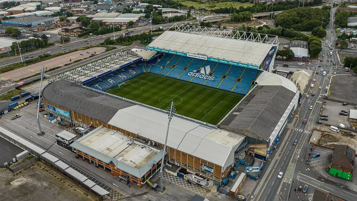 Aerial view of Elland Road, home of Leeds United